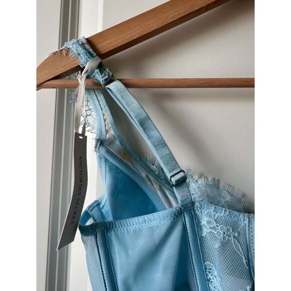 Dream Angels Lace Unlined Corset Bra Top lemon Print baby blue small DD NWT - Picture 7 of 11